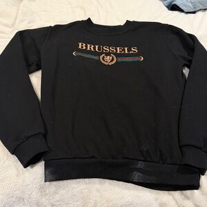 Black 'Brussels' Graphic Crewneck Sweatshirt